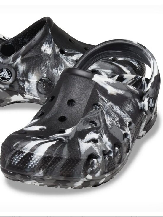 Crocs Men\'s Black/White Baya Marbled Signature Classic Slip-On Clogs Size US 12 main image 11